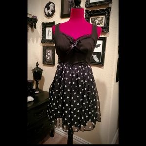 Deadly Dames Polka dot babydoll dress.